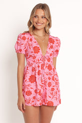 Anthea Playsuit - Pink Red