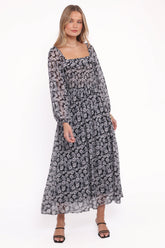 Faith Long Sleeve Maxi Dress - Black Floral