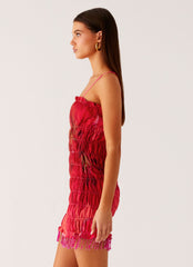 Refresh Me Chiffon Mini Dress - Peach Watermelon Flower