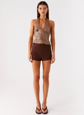 Reyce Sequin Top - Tan