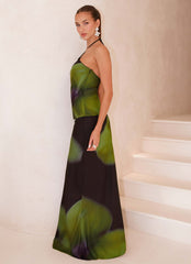 Rosetta Maxi Skirt - Lime Flower