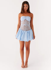 Safina Bubble Mini Dress - Blue