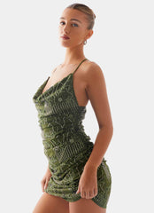 Seona Beaded Dress - Khaki