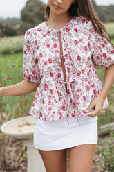 Tyra Top - Red Floral