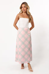 Clarissa Midi Skirt - Pink Check