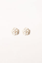 Reina Flower Earrings - Gold White