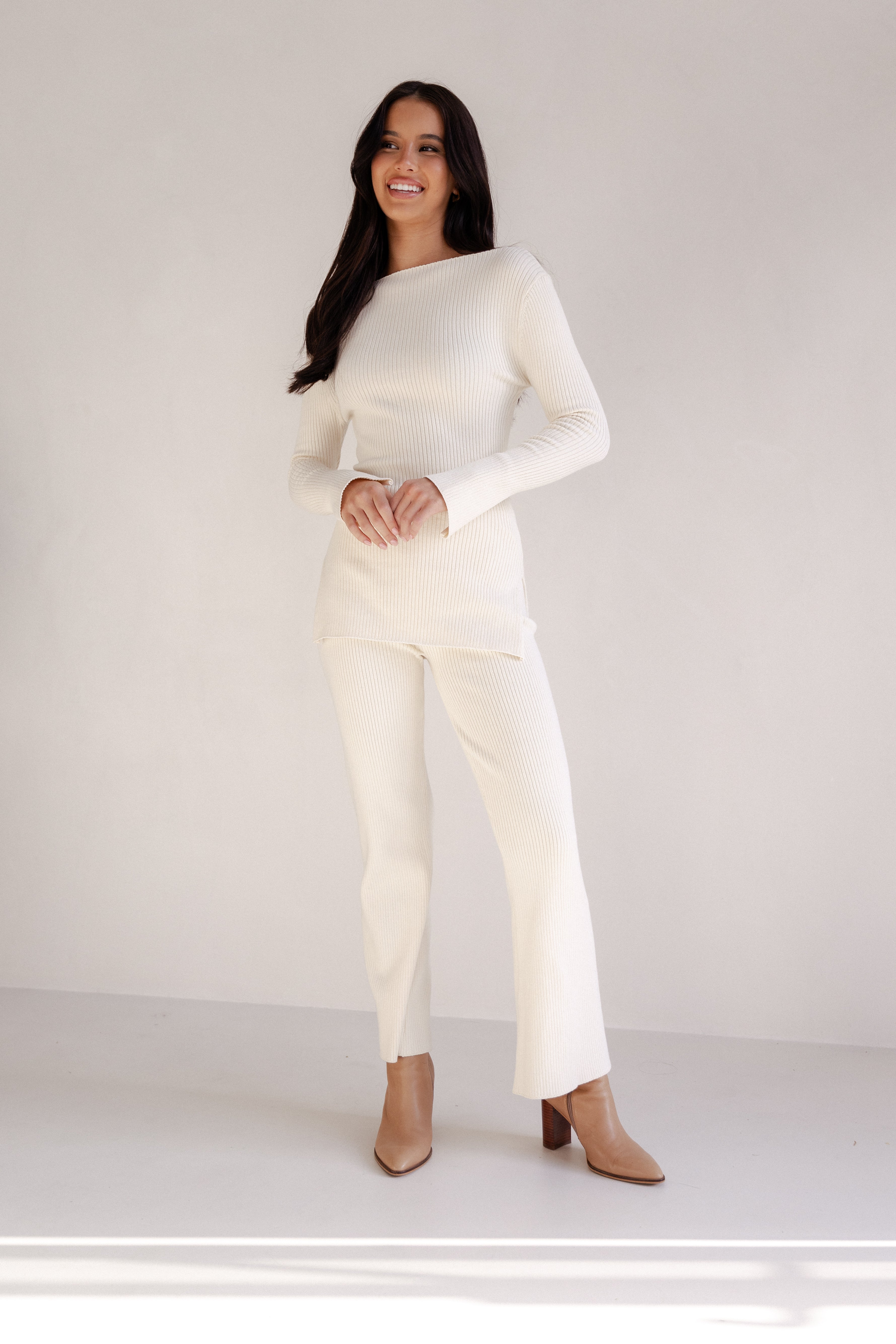 Beeba Ribbed Knit Pants - Cream