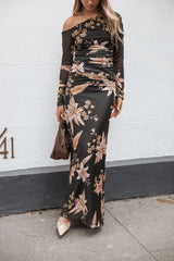 Bloise Long Sleeve Top - Black Floral