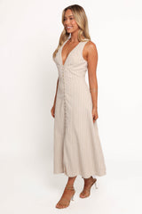 Aisling Midi Dress - Beige Gold