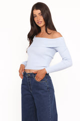 Aleena Knit Top - Light Blue
