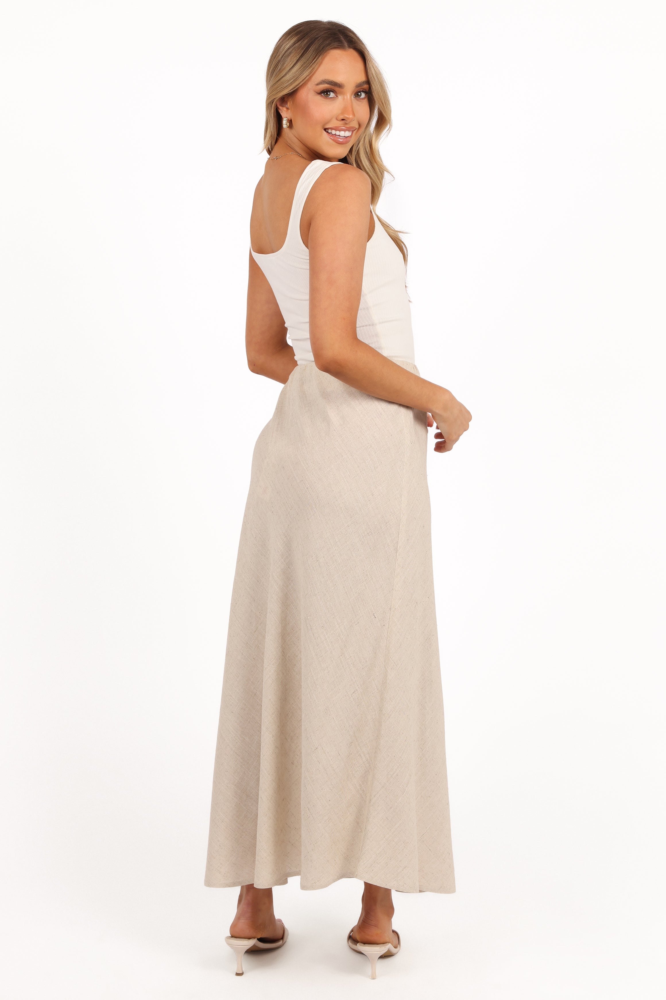 Alex Linen Midi Skirt - Oatmeal