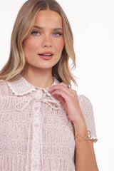 Alima Shirred Top - Pink Purple Floral