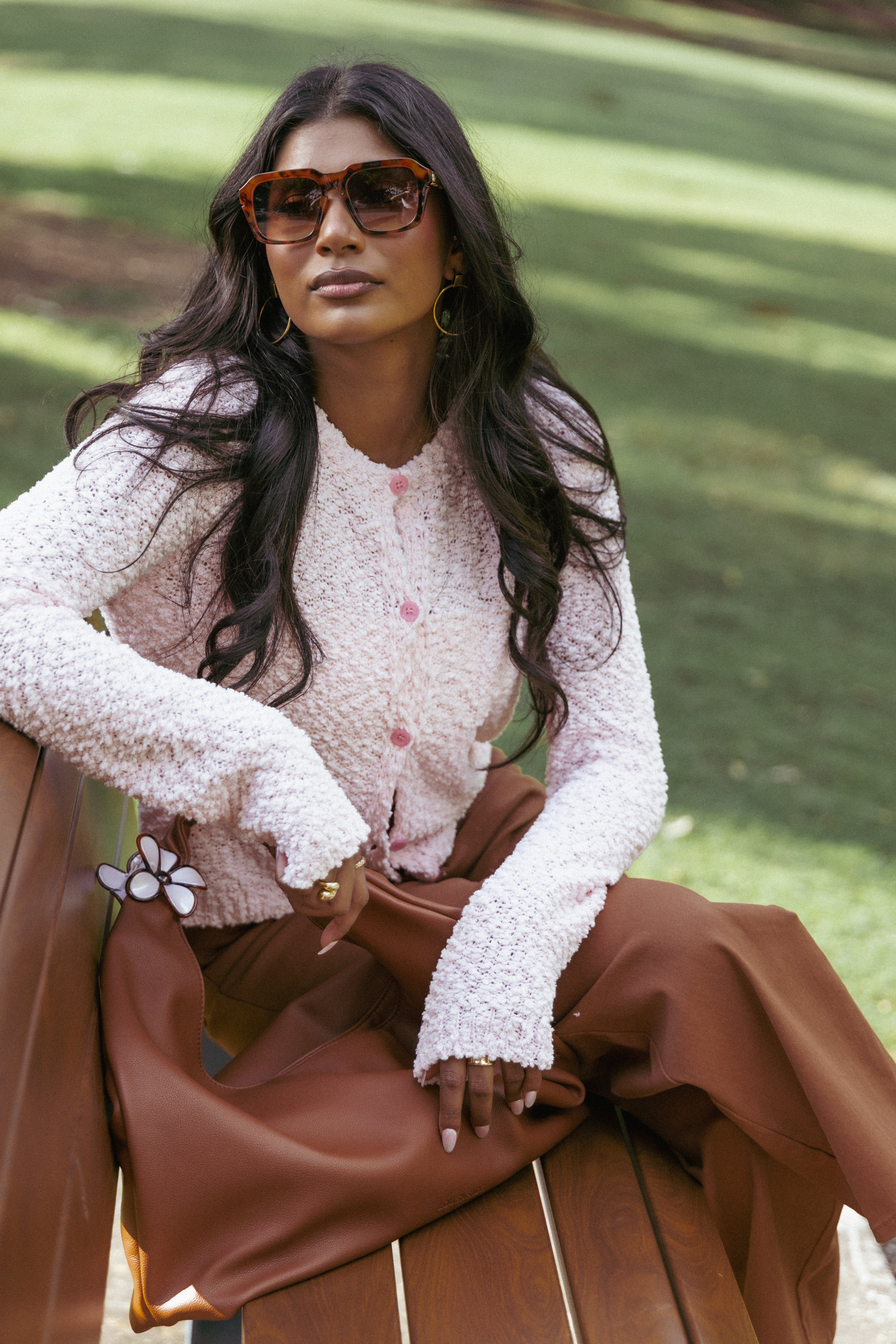 Ally Texture Cardigan - Pink