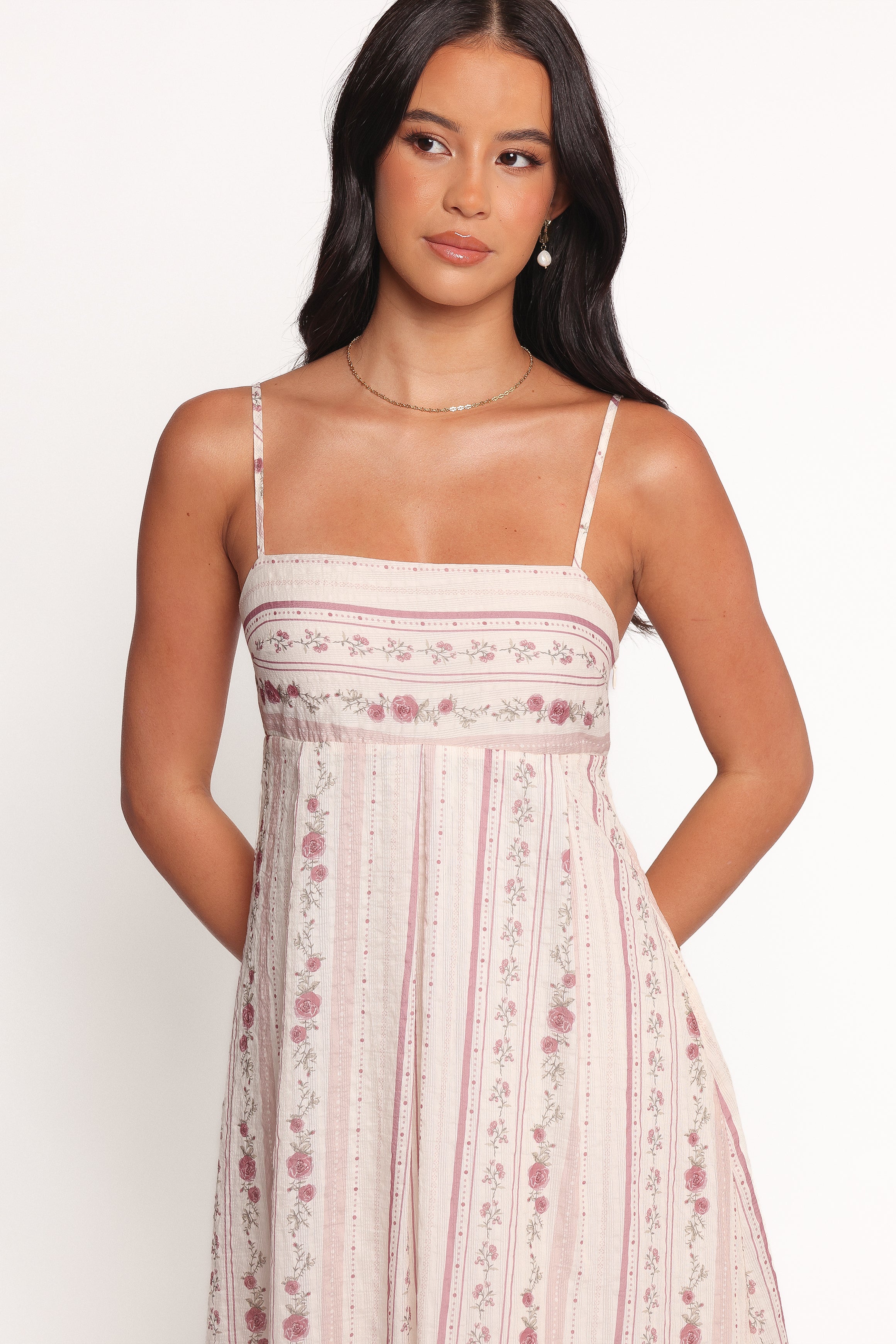 Amaris Maxi Dress - Ivory Mauve Floral