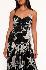 Angelique Pleated Jumpsuit - Black Floral