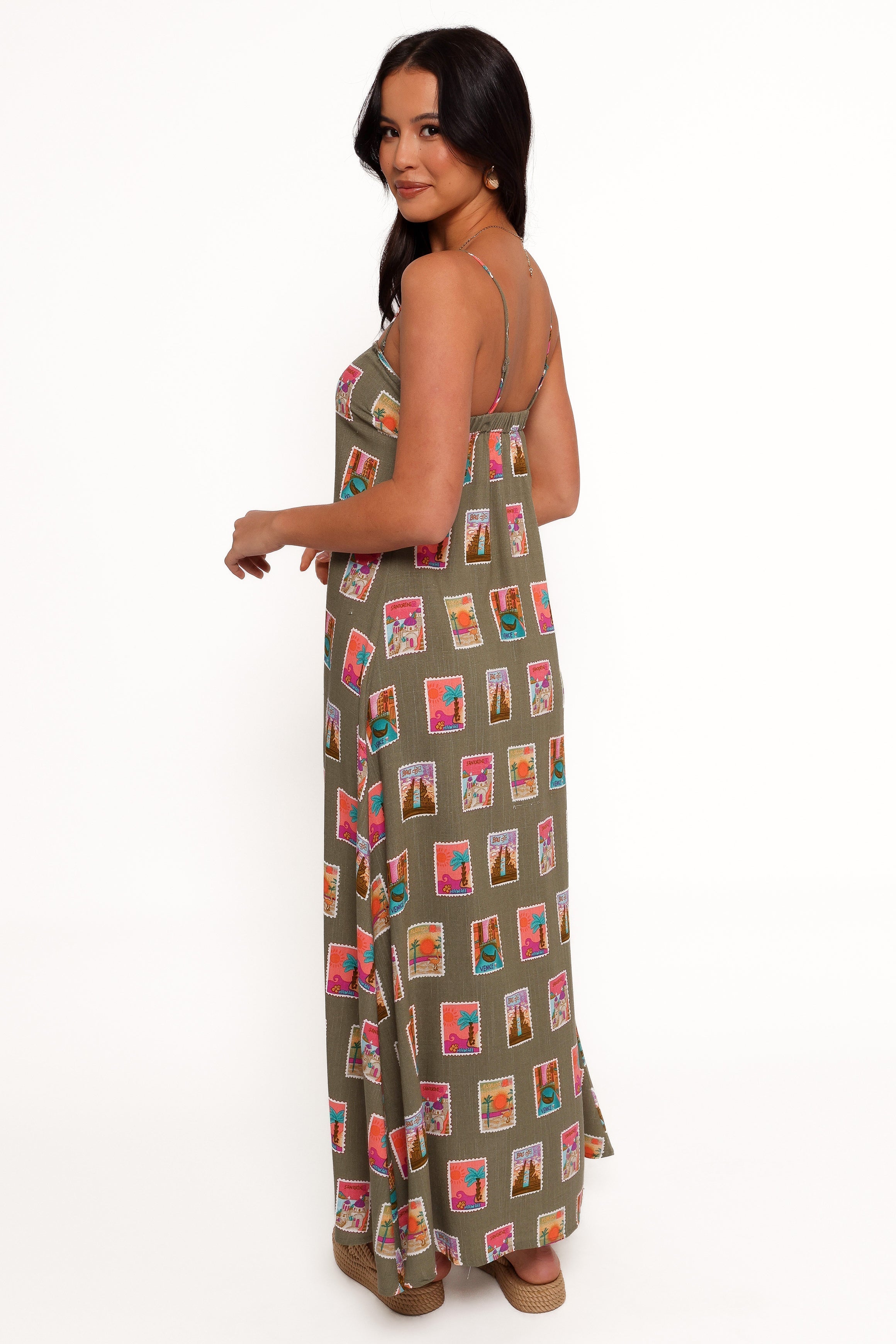 Aoife Maxi Dress - Olive Print