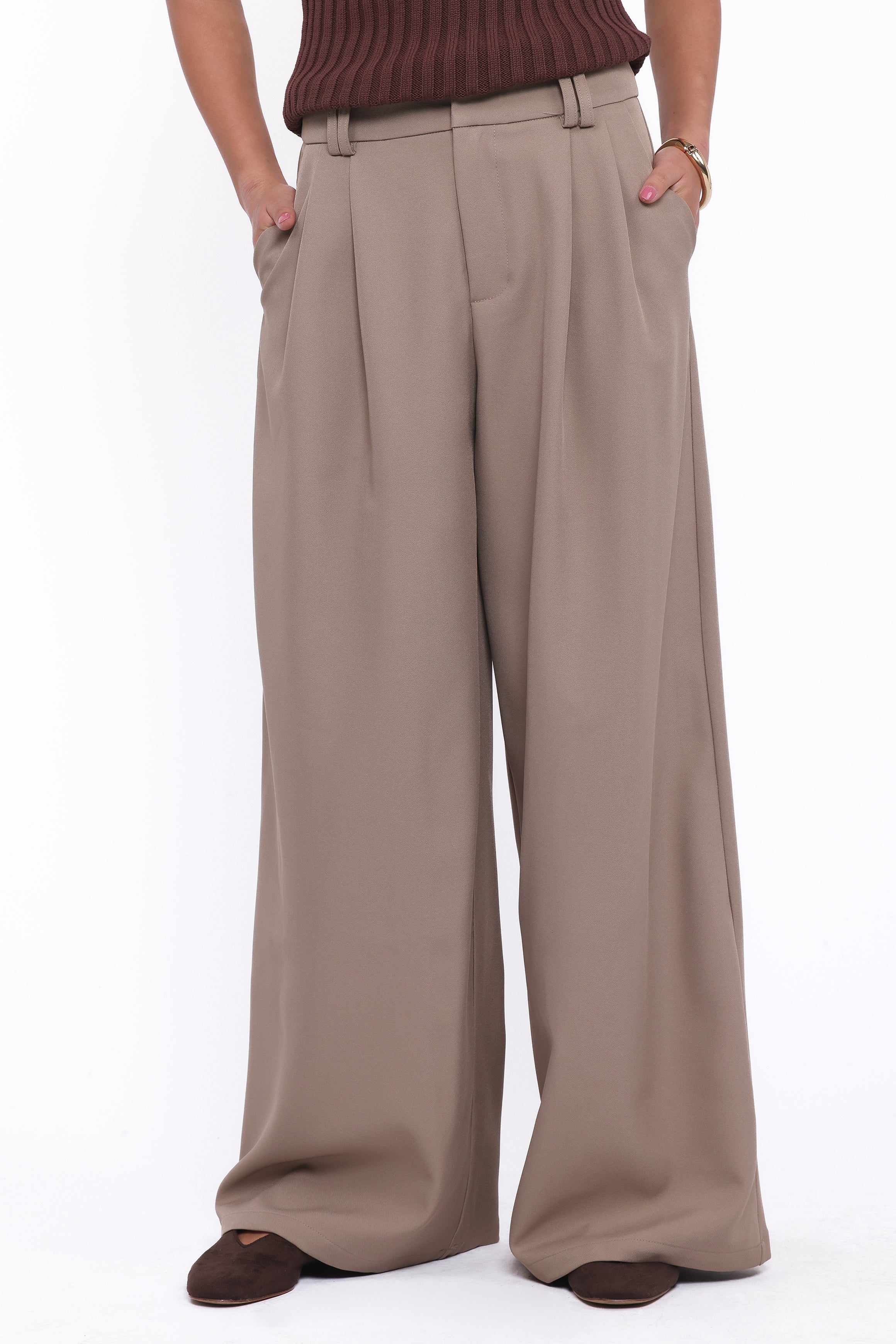 Kathryn Wide Leg Pant - Beige