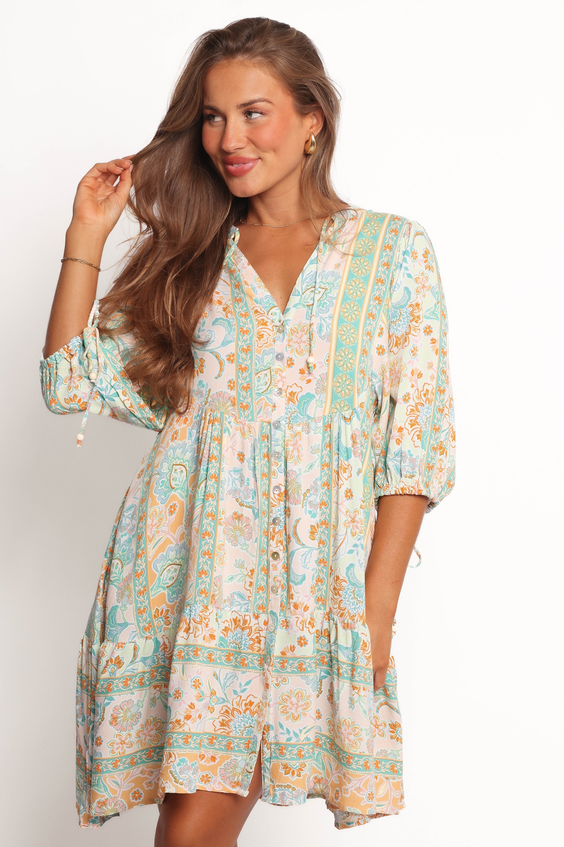 Arden Mini Dress - Green Multi