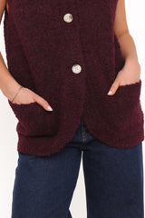 Avery Knit Vest - Wine