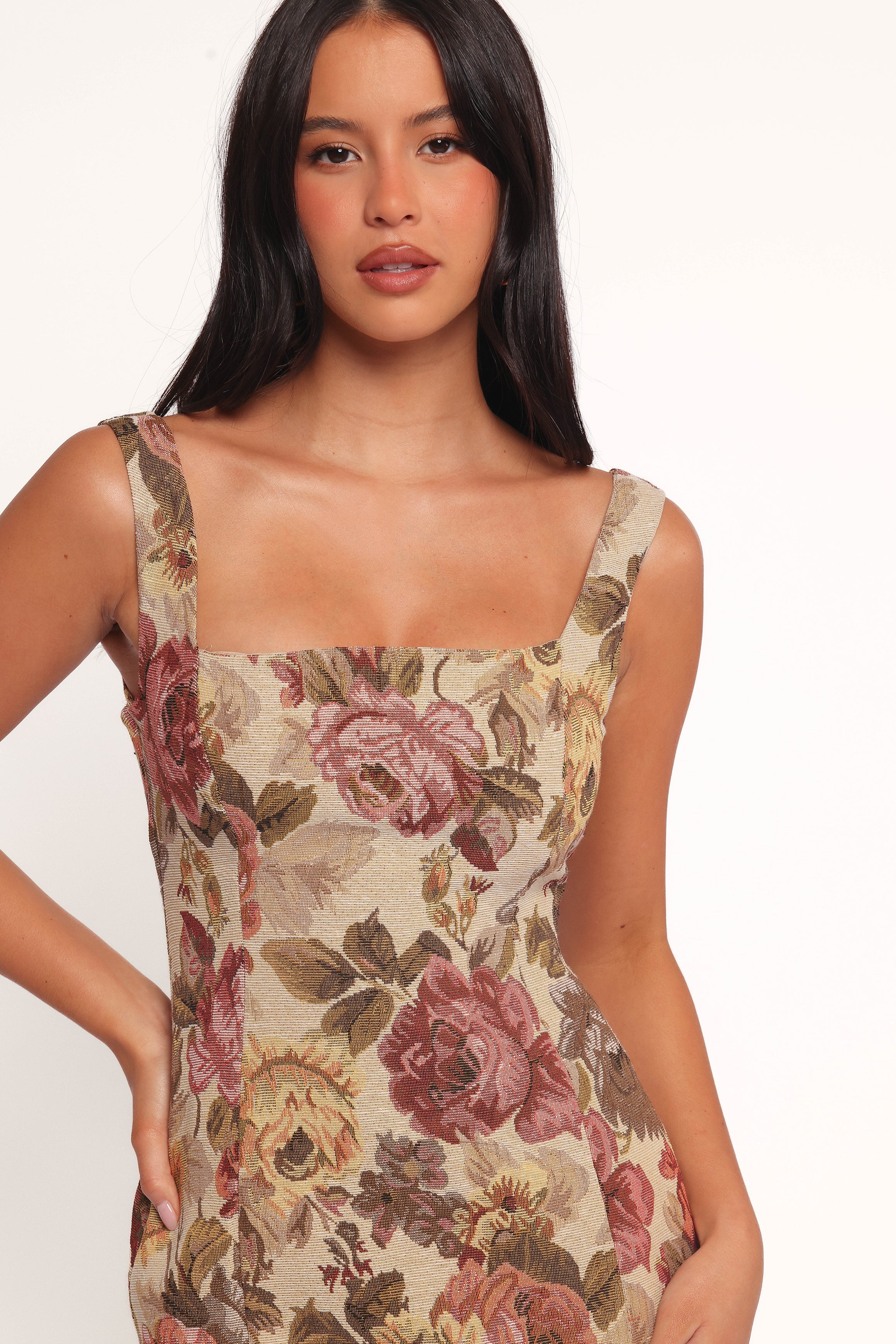 Awhina Mini Dress - Jacquard Floral