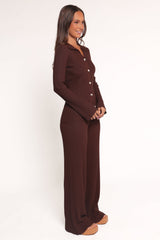 Aylia Ribbed Knit Set - Chocolate