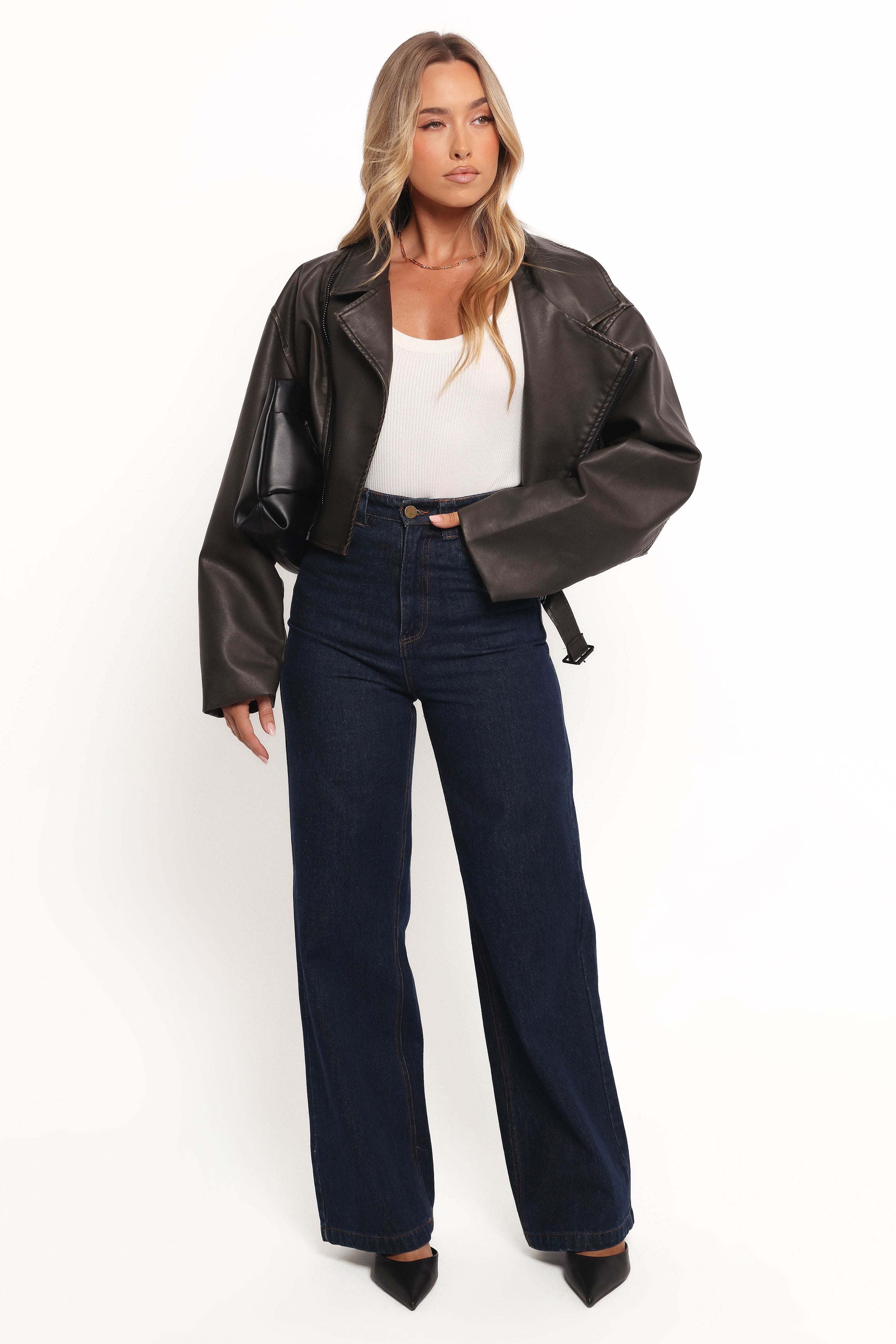 Beckham Faux Leather Moto Jacket - Black