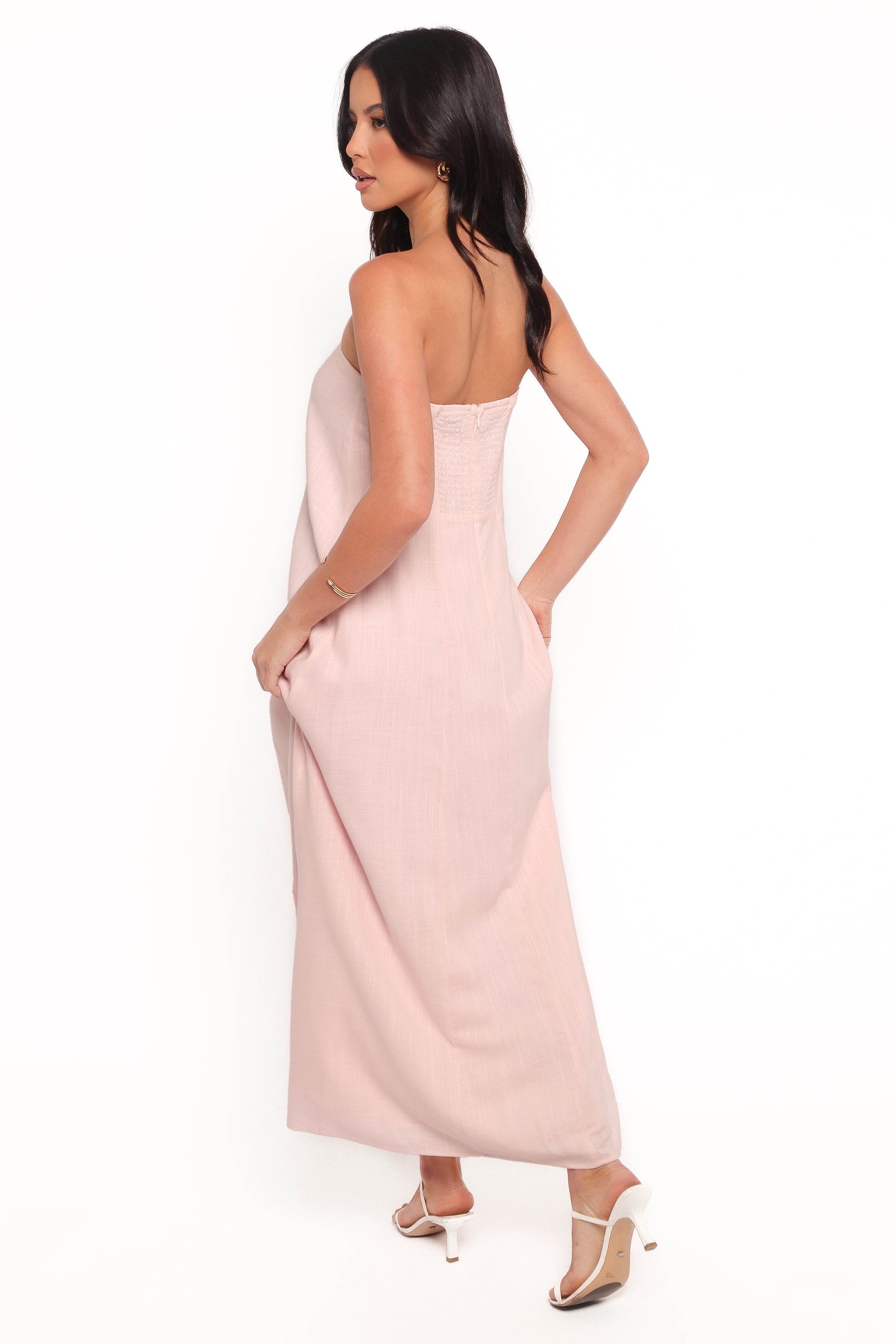 Bethany Strapless Midi Dress - Rosewater