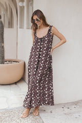 Bowman Maxi Dress - Brown Floral