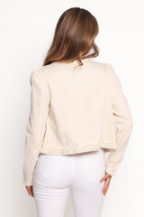 Braided Trim Crop Jacket - Ecru