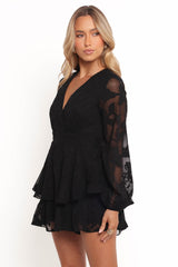 Broxy Long Sleeve Romper - Black