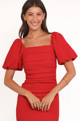 Carey Midi Dress - Red