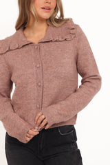 Carmello Frill Collar Cardigan - Mocha