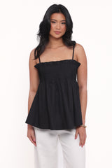 Carson Pleated Top - Black