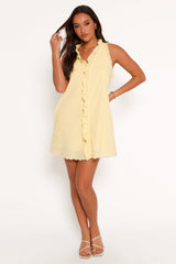 Cassandra Ruffle Mini Dress - Butter Yellow