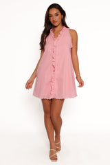 Cassandra Ruffle Mini Dress - Pale Pink