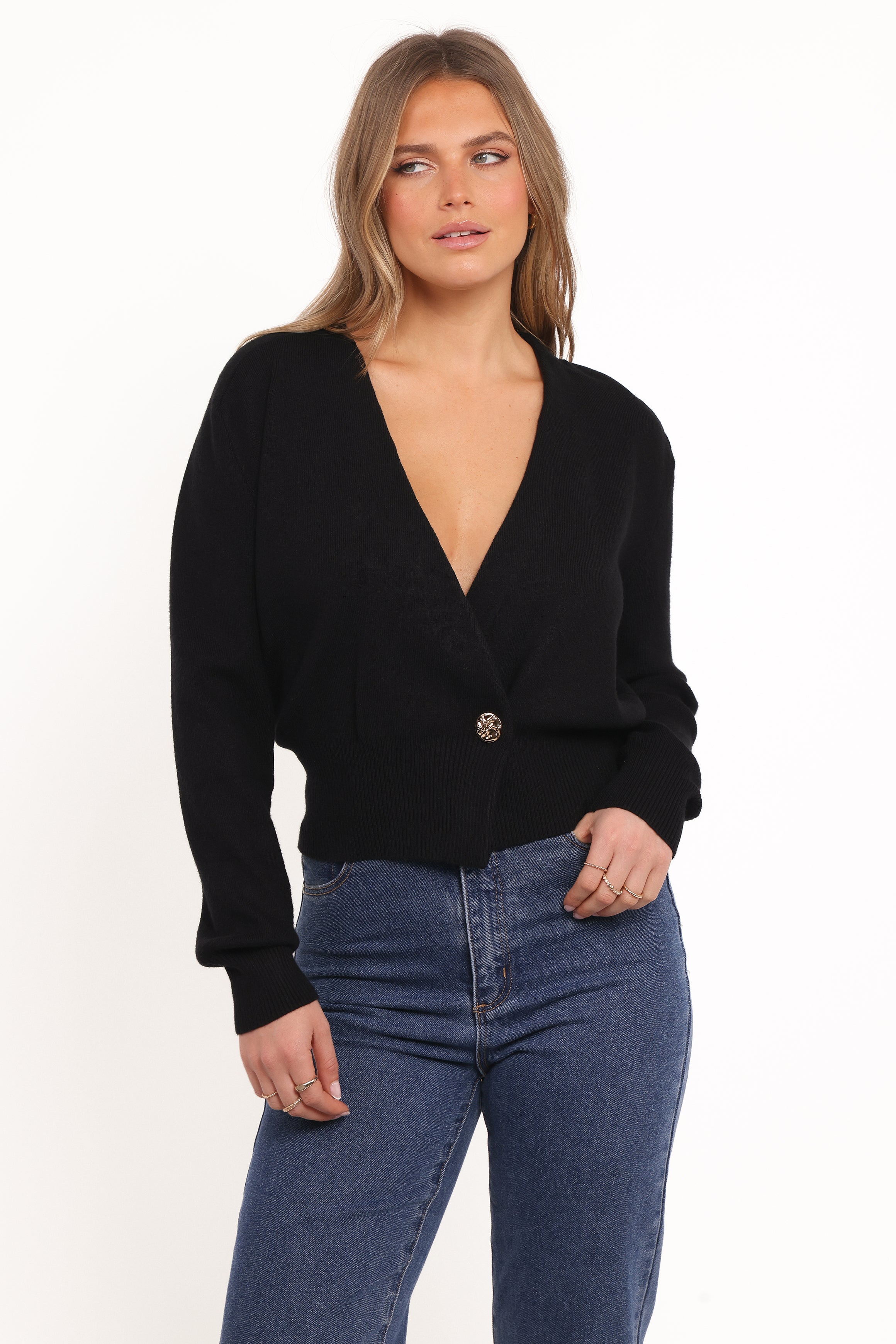Caterina Button Cardigan - Black