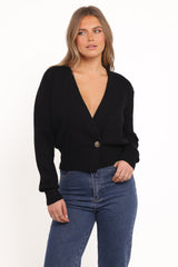 Caterina Button Cardigan - Black