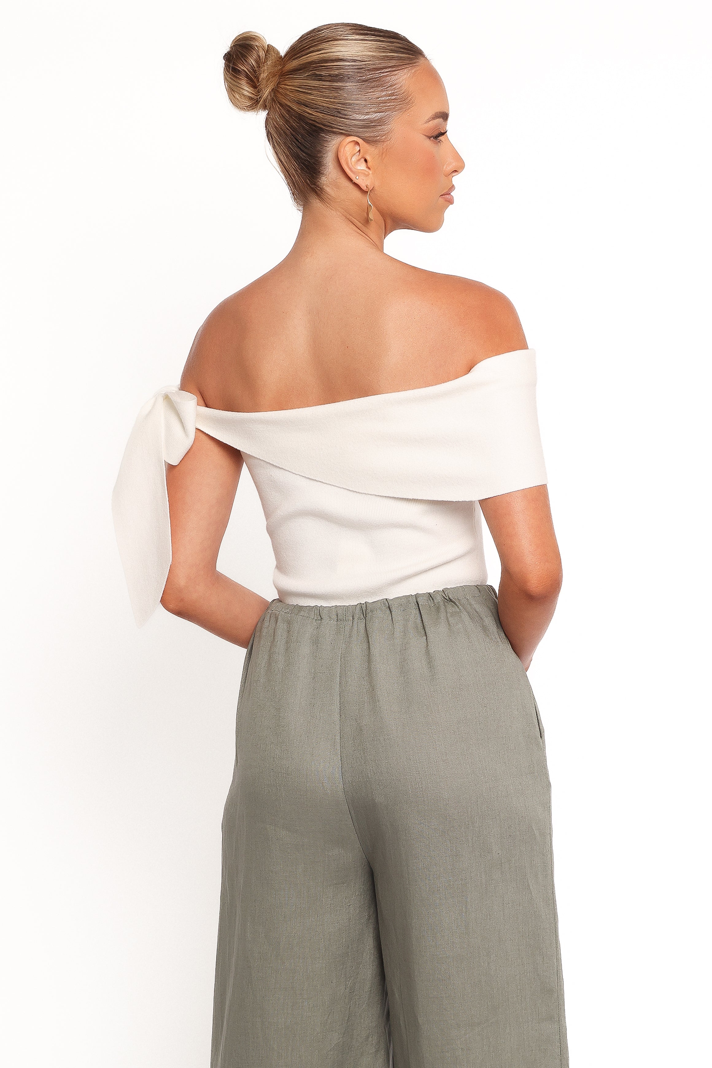 Charama Off Shoulder Knit Top - White