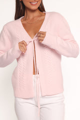 Cherri Single Tie Cardigan - Pink