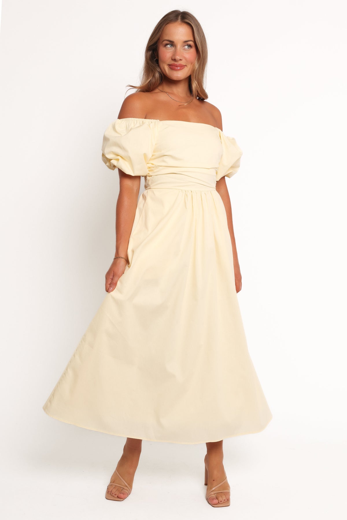 Clo Puff Sleeve Midi Dress - Yellow