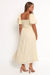 Clo Puff Sleeve Midi Dress - Yellow