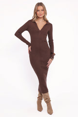 Collins Long Sleeve Midi Dress - Chocolate