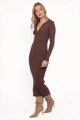 Collins Long Sleeve Midi Dress - Chocolate