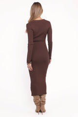 Collins Long Sleeve Midi Dress - Chocolate
