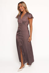 Dean Maxi Dress - Brown Polka Dot
