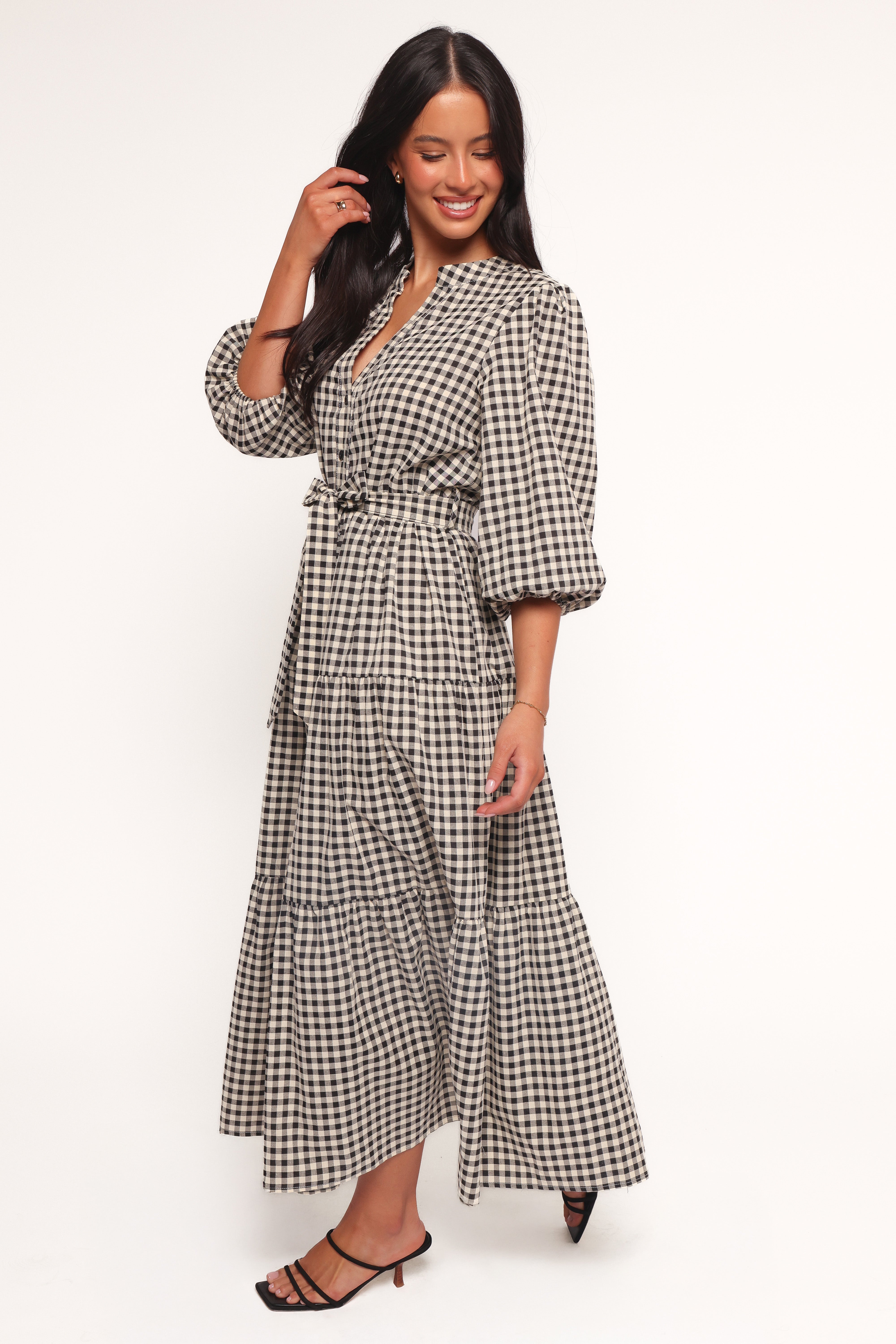 Dixon Maxi Dress - Black Cream Gingham