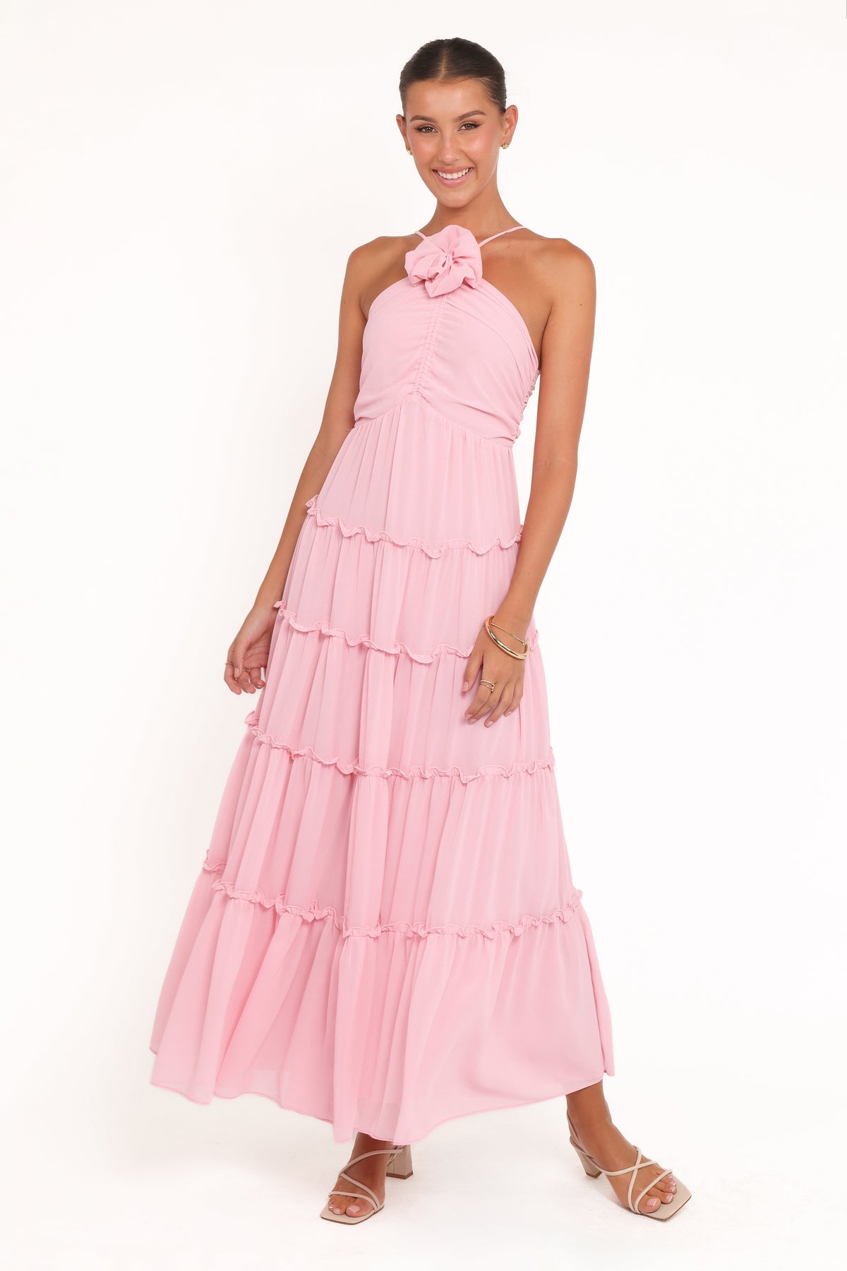Dottie Halterneck Maxi Dress - Pink