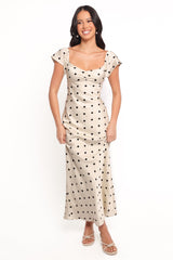 Elke Maxi Dress - Black Dot