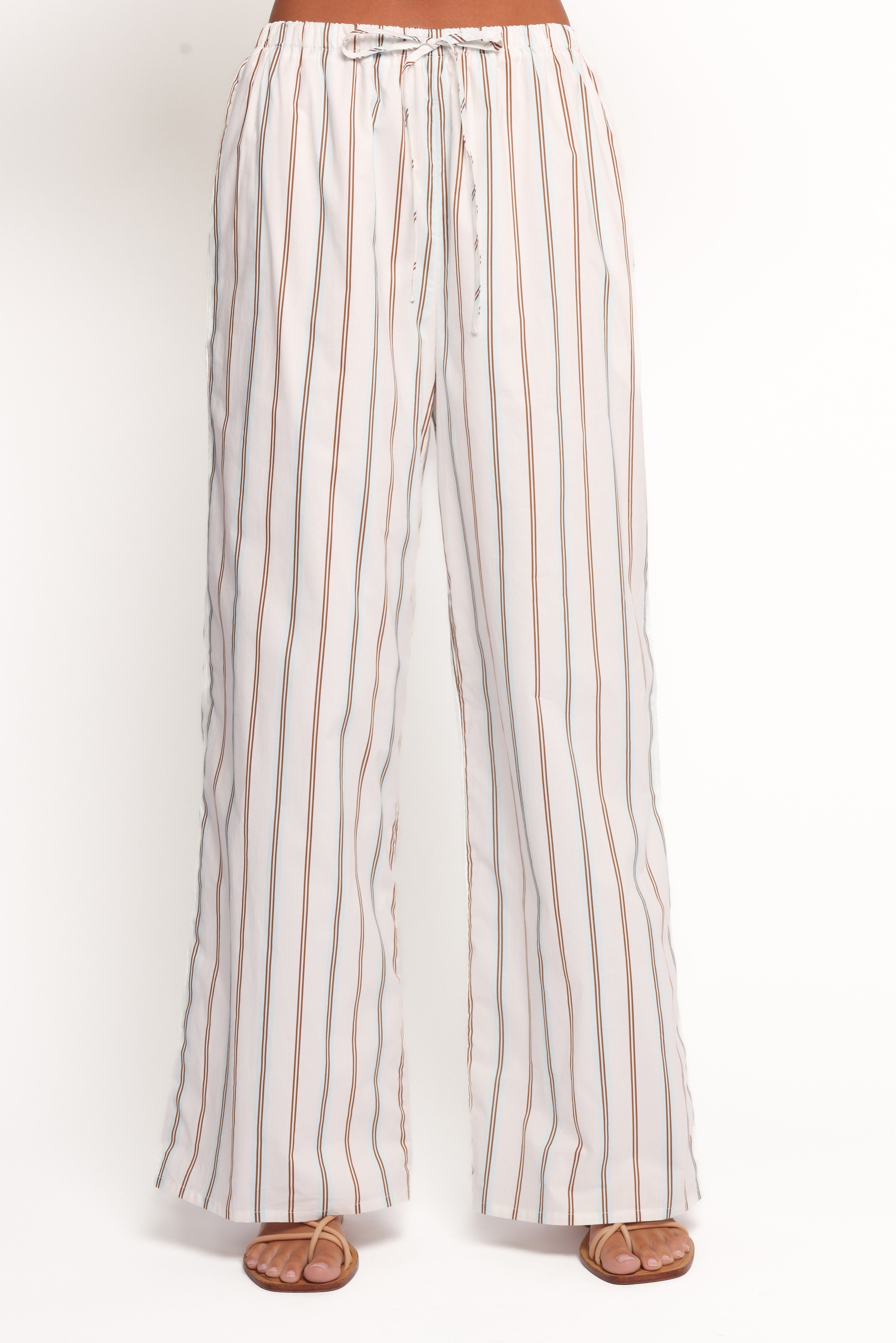 Ember Cotton Pants - Blue Brown Stripe