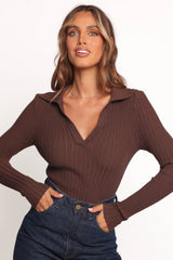 Emmerson Long Sleeve Knit Top - Chocolate